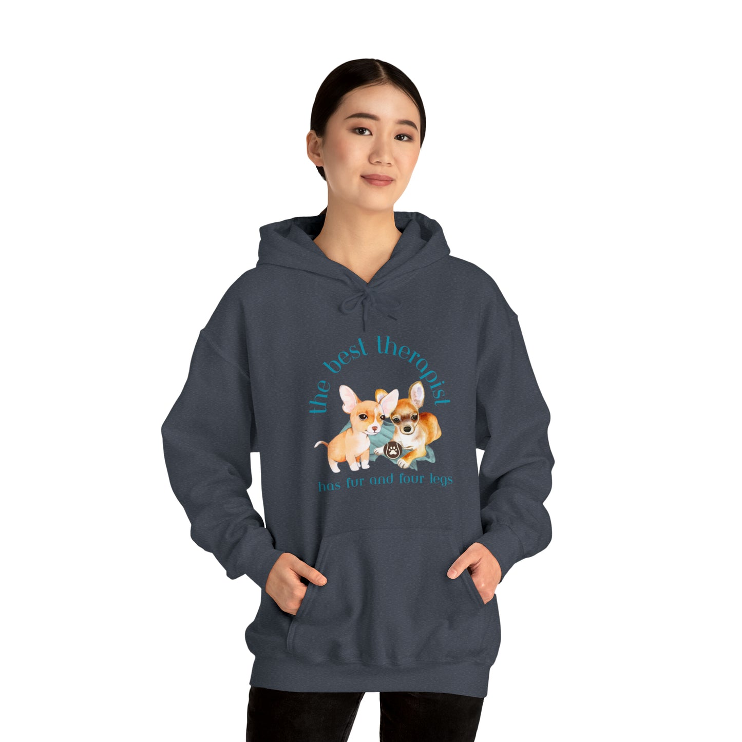 The Best Therapist Has Fur and Four Legs, Chihuahua Apparel Unisex Heavy Blend™ Hooded Sweatshirt