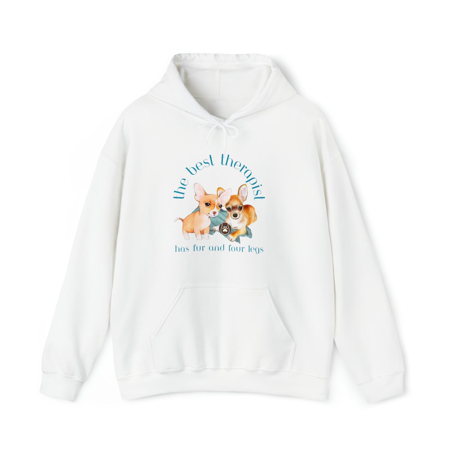 The Best Therapist Has Fur and Four Legs, Chihuahua Apparel Unisex Heavy Blend™ Hooded Sweatshirt