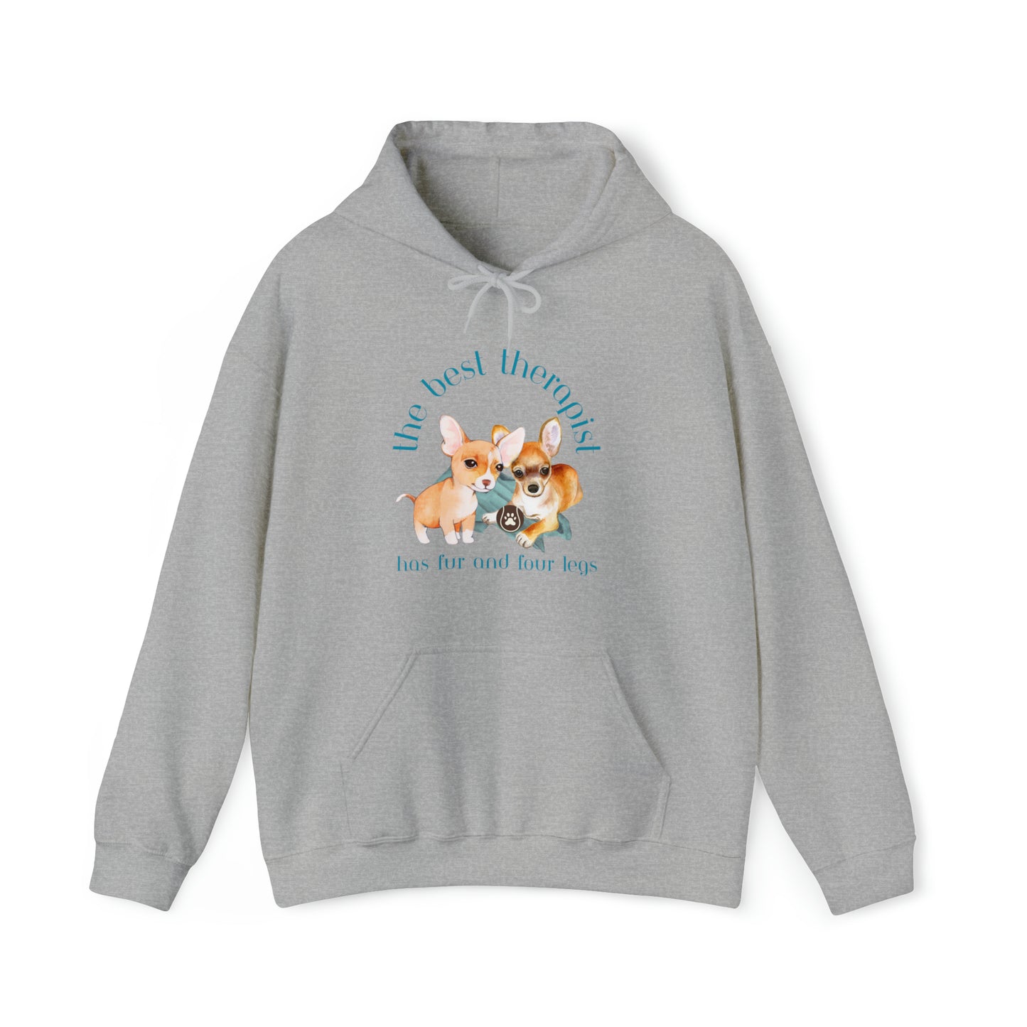 The Best Therapist Has Fur and Four Legs, Chihuahua Apparel Unisex Heavy Blend™ Hooded Sweatshirt