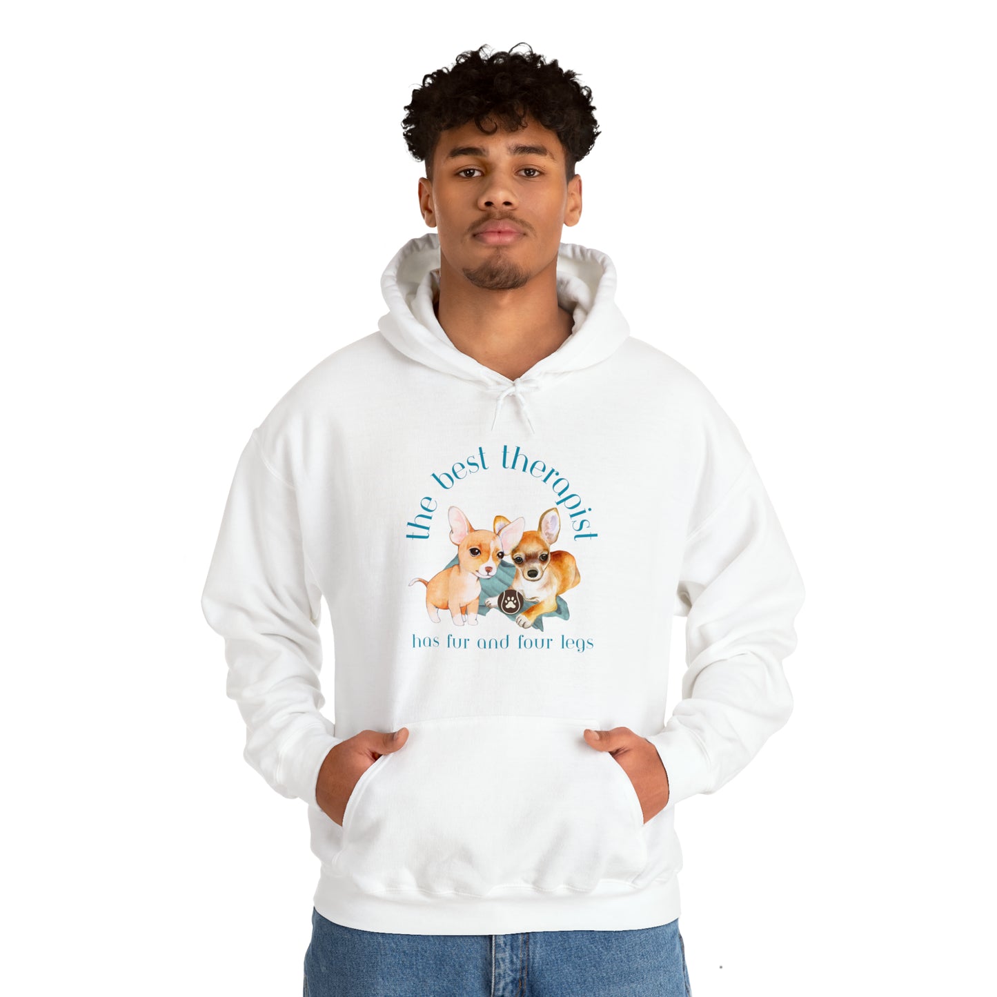 The Best Therapist Has Fur and Four Legs, Chihuahua Apparel Unisex Heavy Blend™ Hooded Sweatshirt