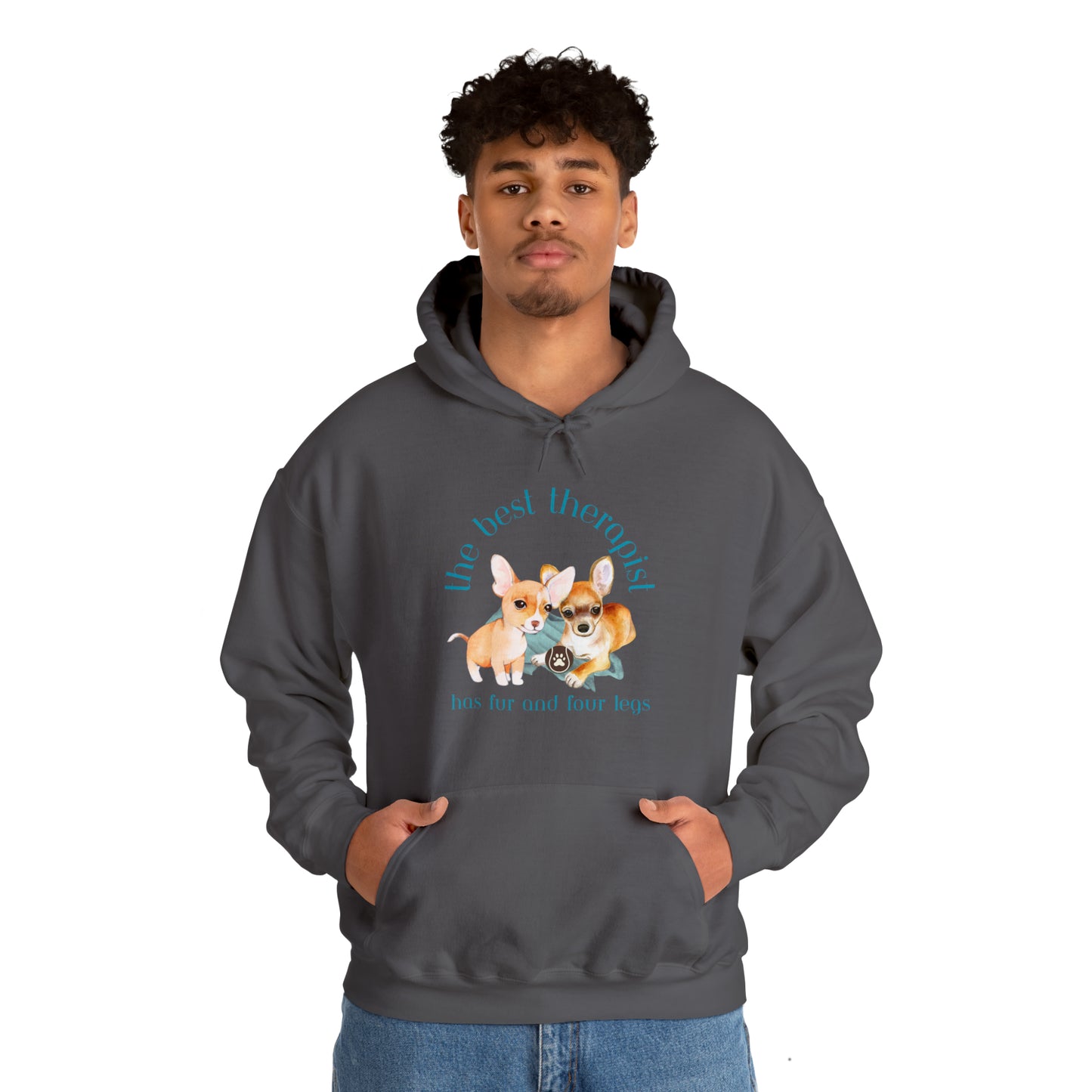 The Best Therapist Has Fur and Four Legs, Chihuahua Apparel Unisex Heavy Blend™ Hooded Sweatshirt