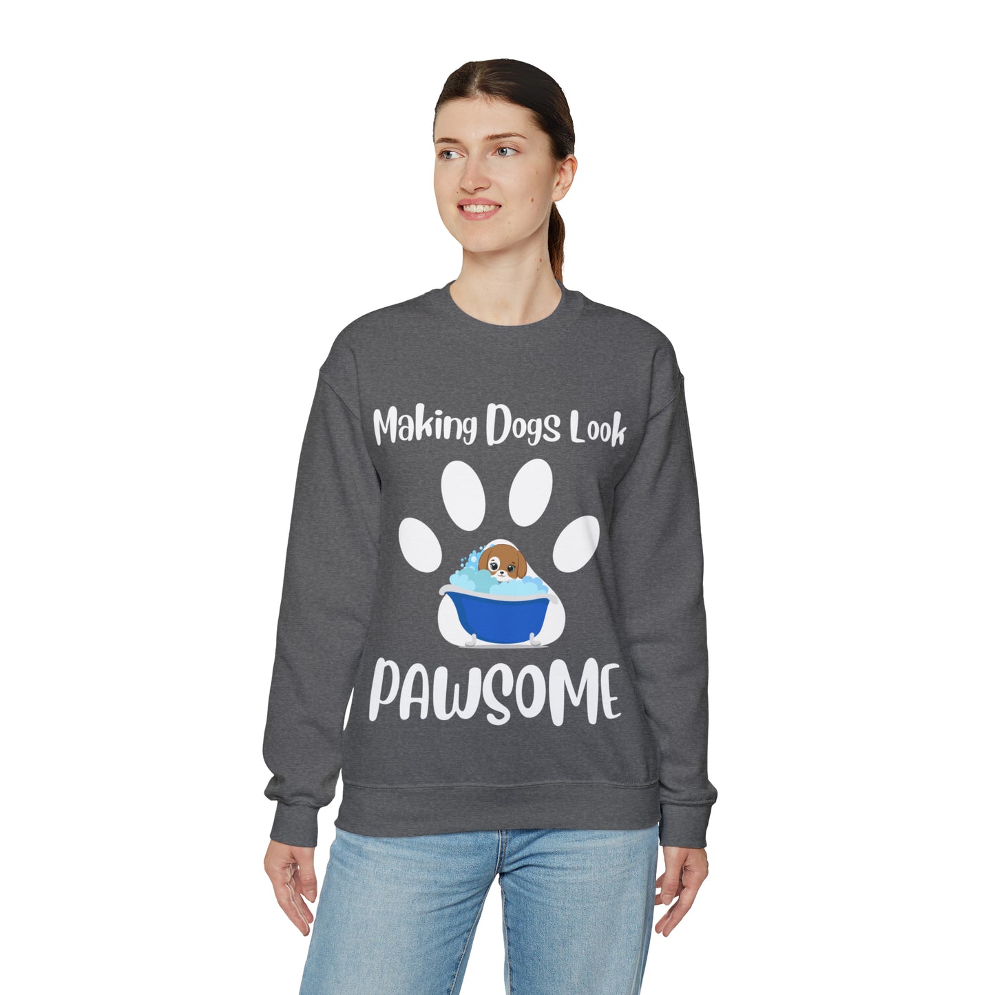 Making Dogs Look Pawsome! Dog Groomer Apparel and Accessories, Unisex Heavy Blend™ Crewneck Sweatshirt