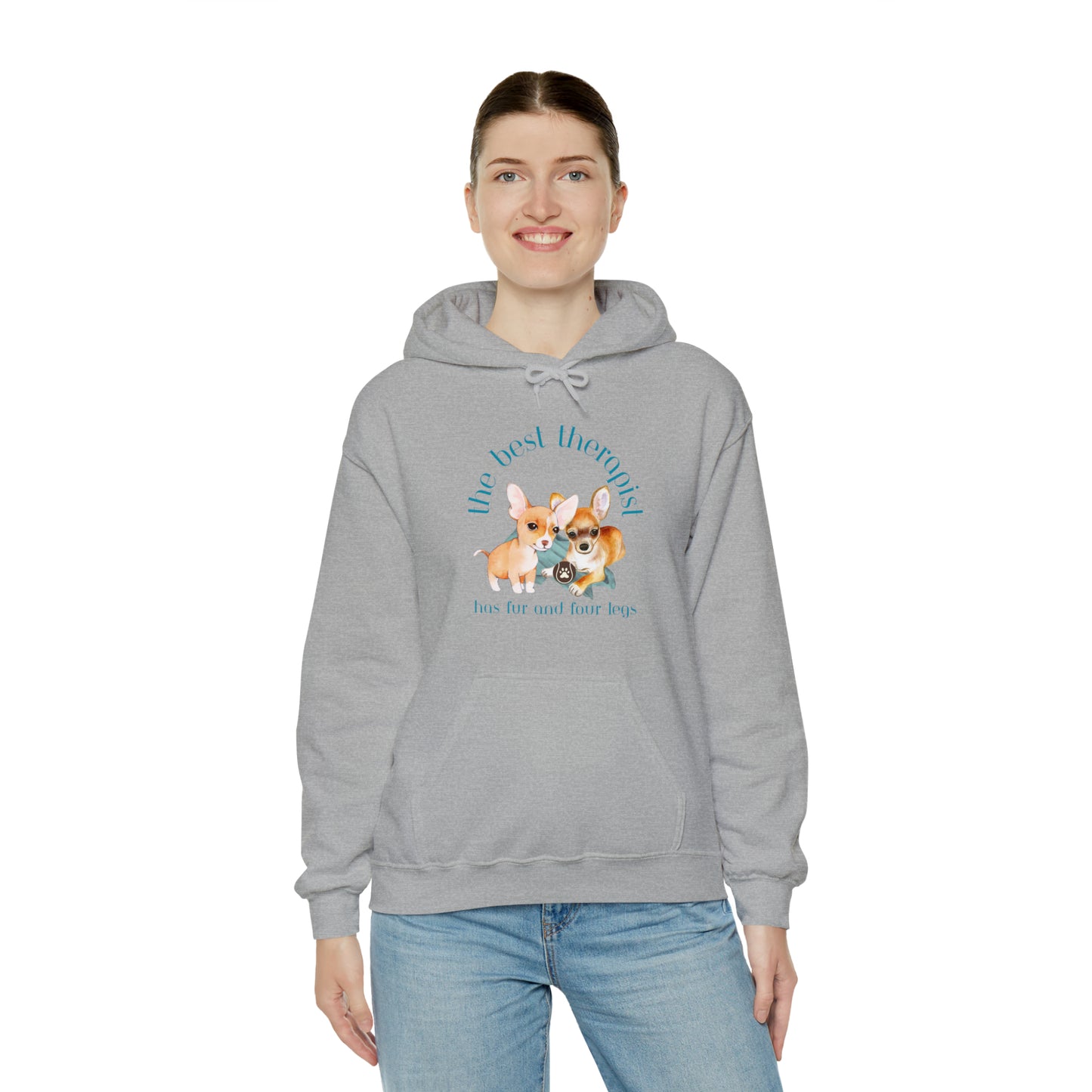 The Best Therapist Has Fur and Four Legs, Chihuahua Apparel Unisex Heavy Blend™ Hooded Sweatshirt