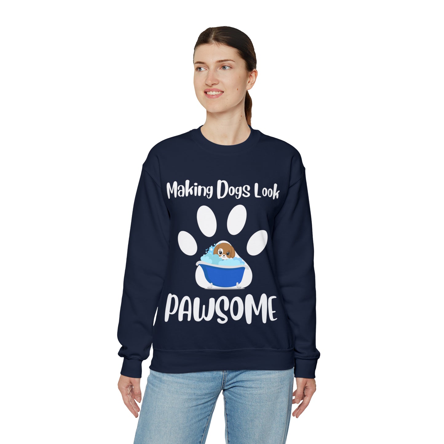 Making Dogs Look Pawsome! Dog Groomer Apparel and Accessories, Unisex Heavy Blend™ Crewneck Sweatshirt
