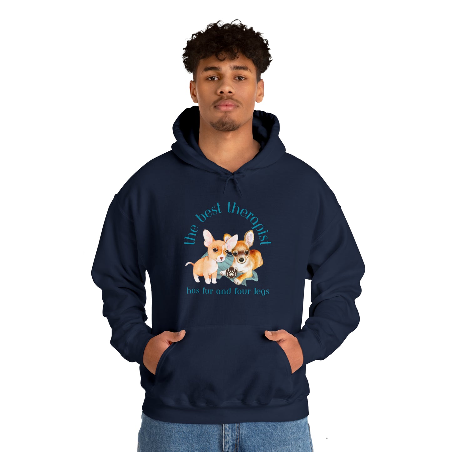 The Best Therapist Has Fur and Four Legs, Chihuahua Apparel Unisex Heavy Blend™ Hooded Sweatshirt
