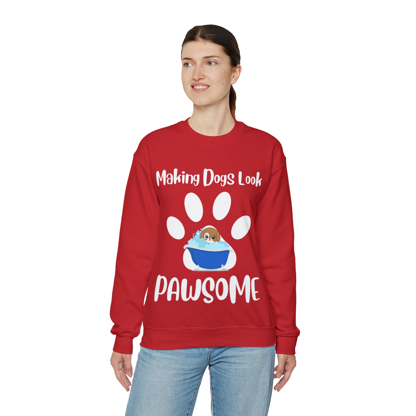 Making Dogs Look Pawsome! Dog Groomer Apparel and Accessories, Unisex Heavy Blend™ Crewneck Sweatshirt