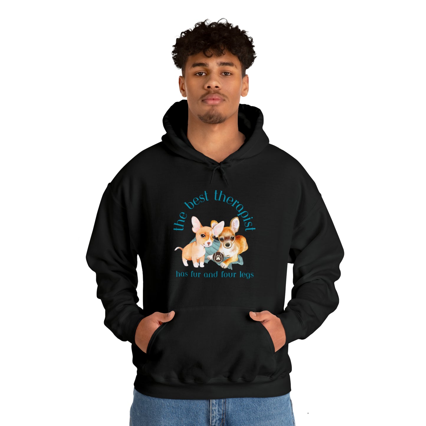 The Best Therapist Has Fur and Four Legs, Chihuahua Apparel Unisex Heavy Blend™ Hooded Sweatshirt
