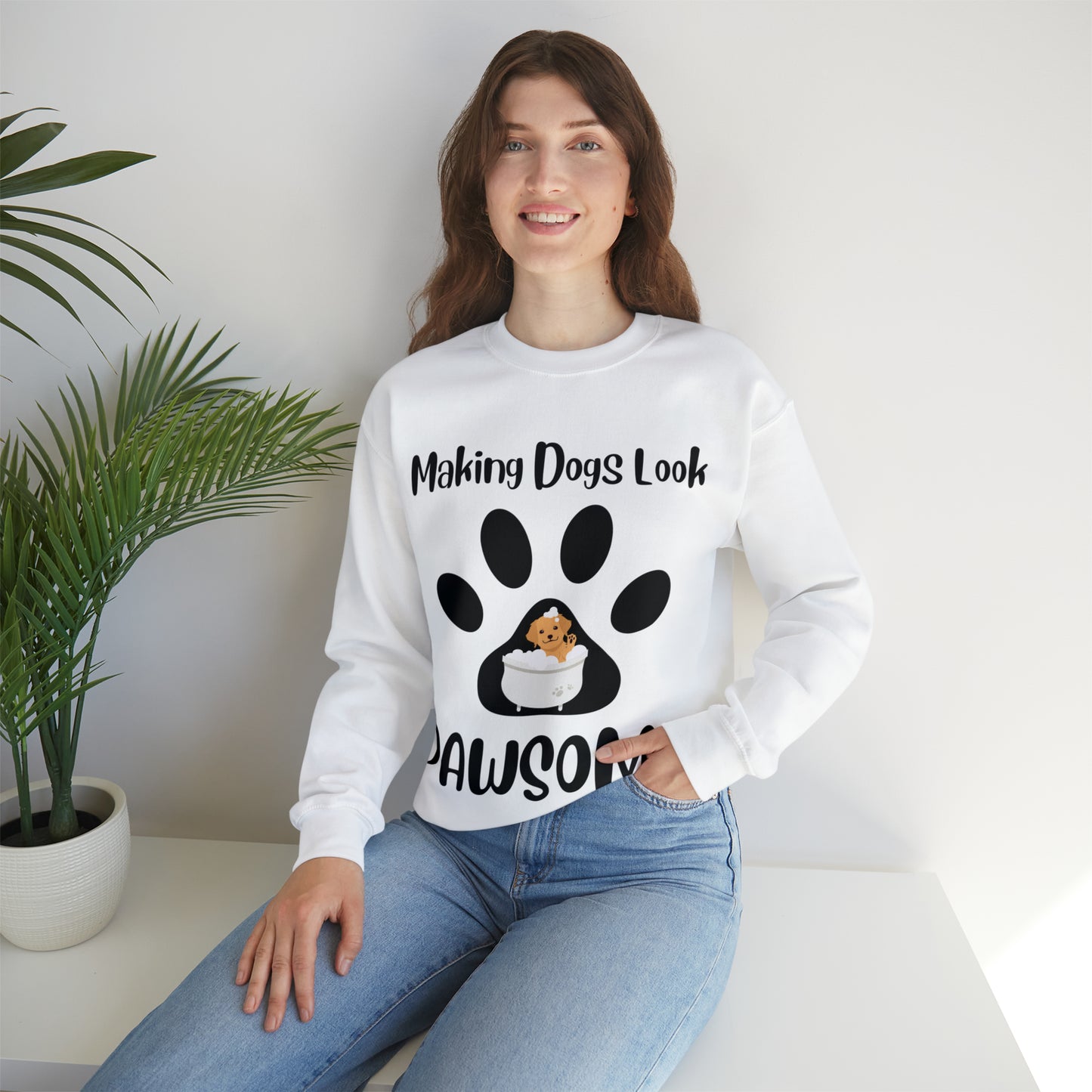 Making Dogs Look Pawsome, Dog Groomer Unisex Heavy Blend™ Crewneck Sweatshirt