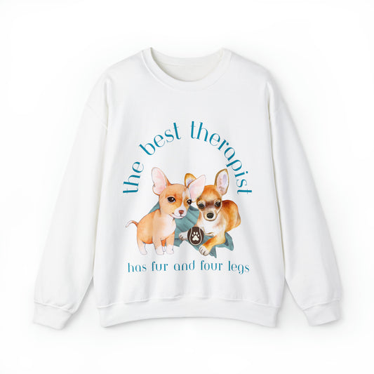 The Best Therapist Has Fur and Four Legs, Chihuahua Apparel Unisex Heavy Blend™ Crewneck Sweatshirt
