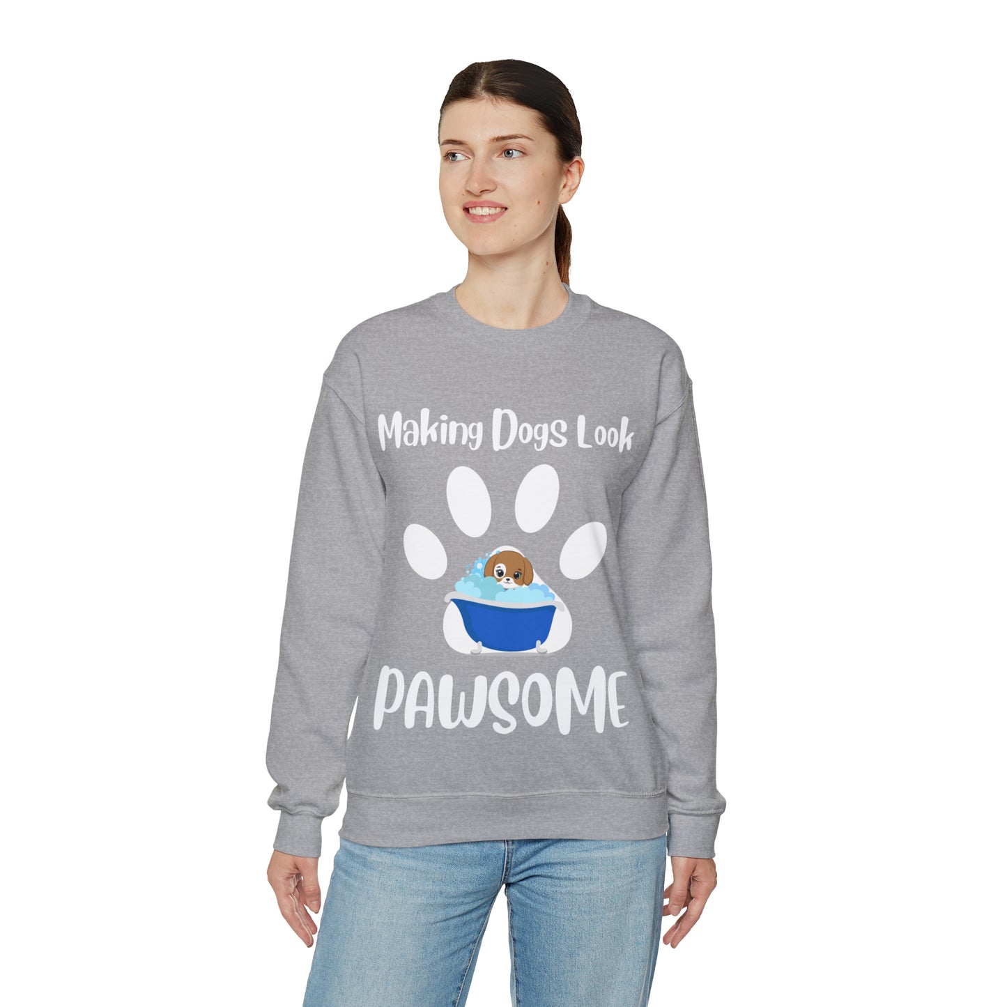 Making Dogs Look Pawsome!  Dog Groomer Apparel and Accessories, Unisex Heavy Blend™ Crewneck Sweatshirt