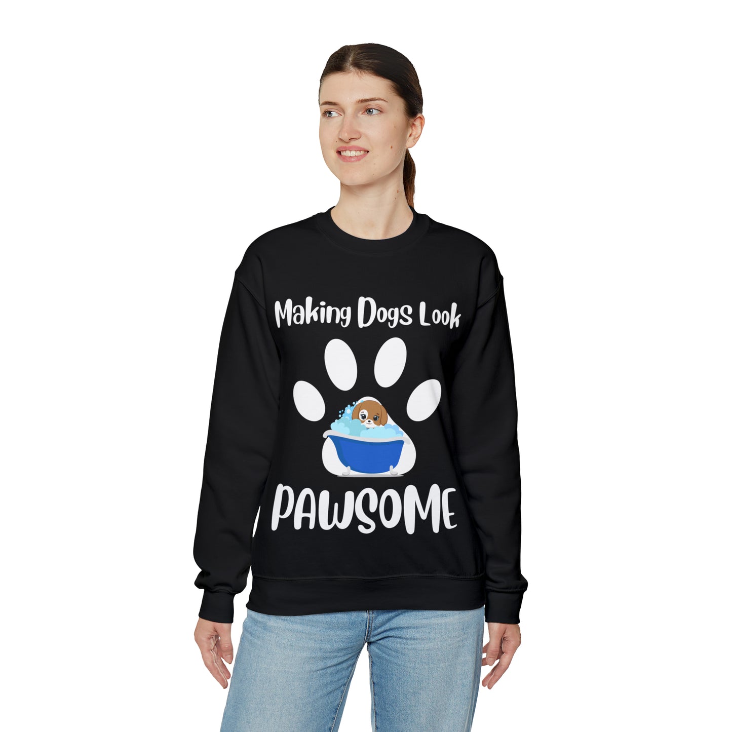 Making Dogs Look Pawsome!  Dog Groomer Apparel and Accessories, Unisex Heavy Blend™ Crewneck Sweatshirt