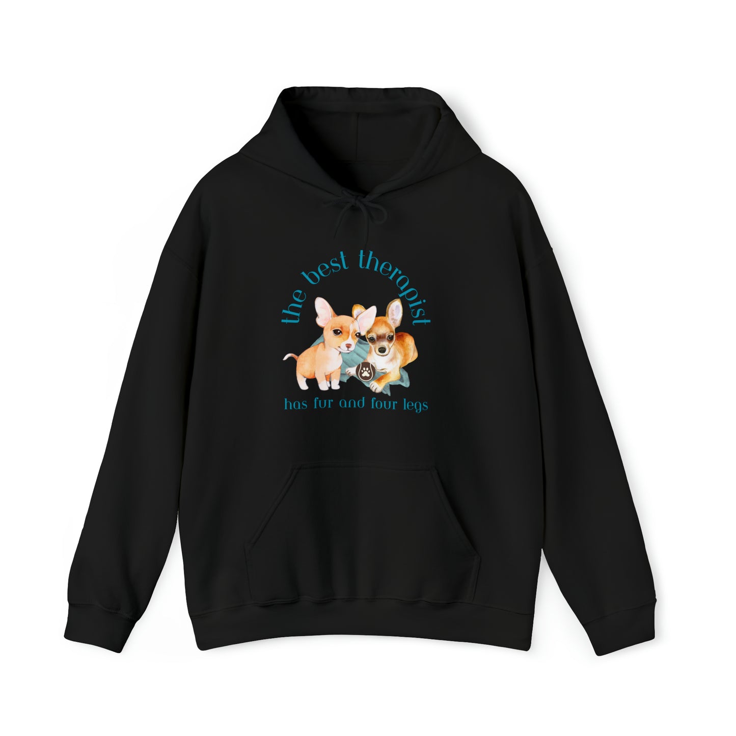 The Best Therapist Has Fur and Four Legs, Chihuahua Apparel Unisex Heavy Blend™ Hooded Sweatshirt