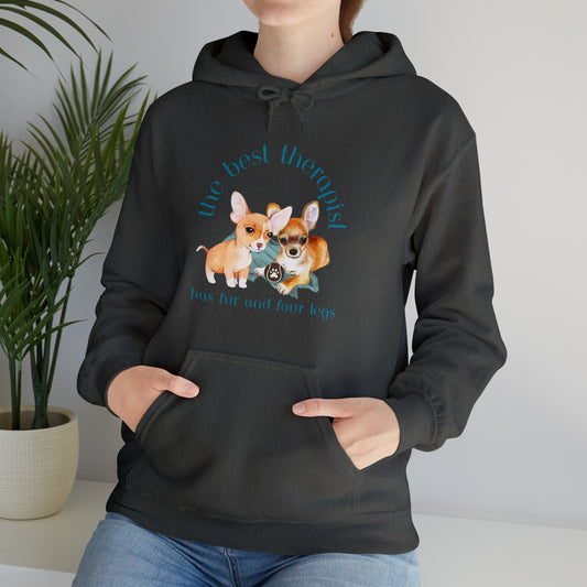 The Best Therapist Has Fur and Four Legs, Chihuahua Apparel Unisex Heavy Blend™ Hooded Sweatshirt