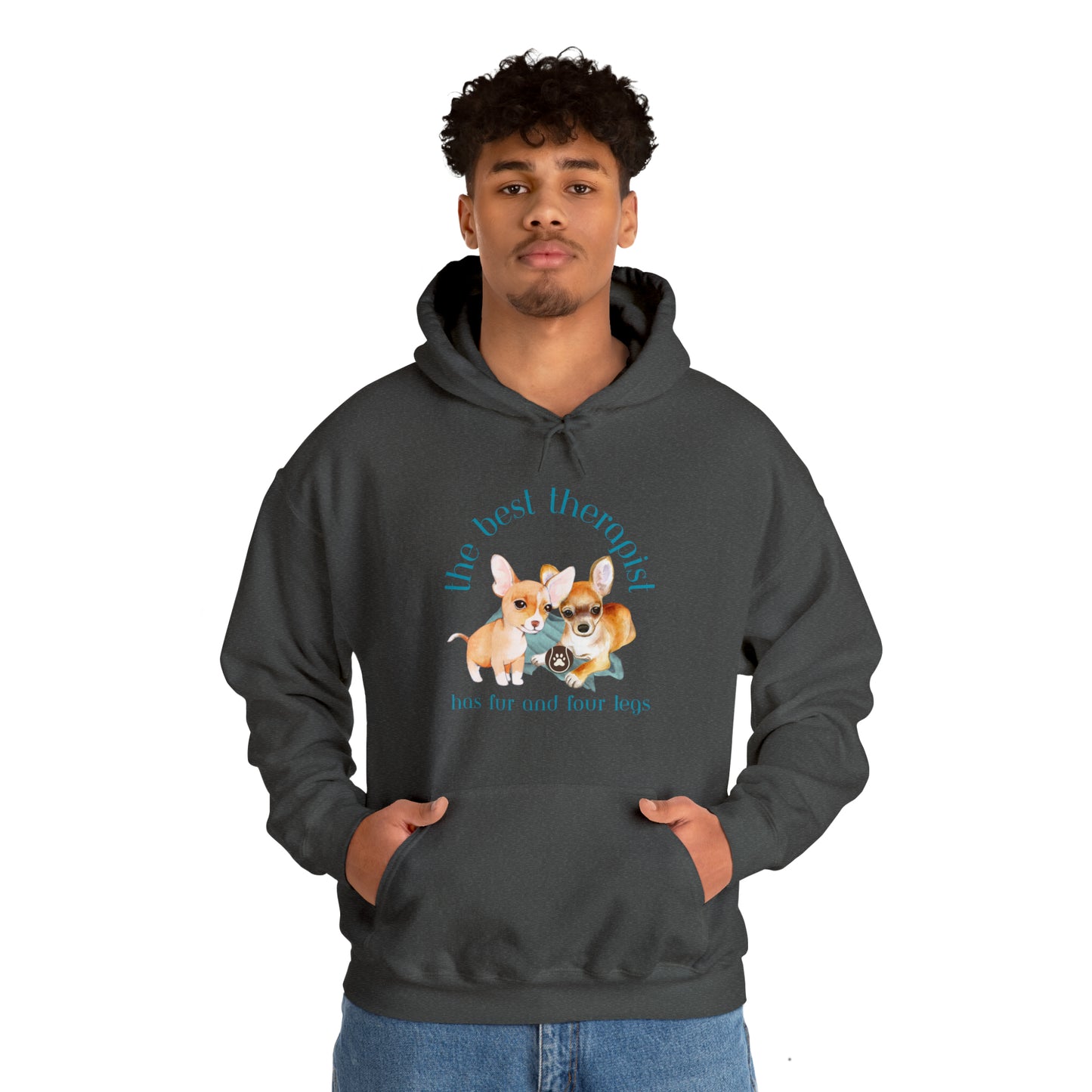 The Best Therapist Has Fur and Four Legs, Chihuahua Apparel Unisex Heavy Blend™ Hooded Sweatshirt